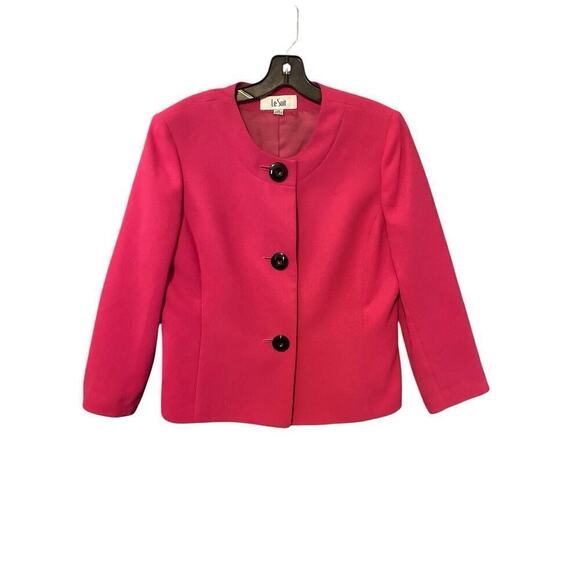 LE SUIT. Deep Pink Lined Long Sleeve Jacket. Size 10 Workwear. Formal Business - Picture 2 of 10